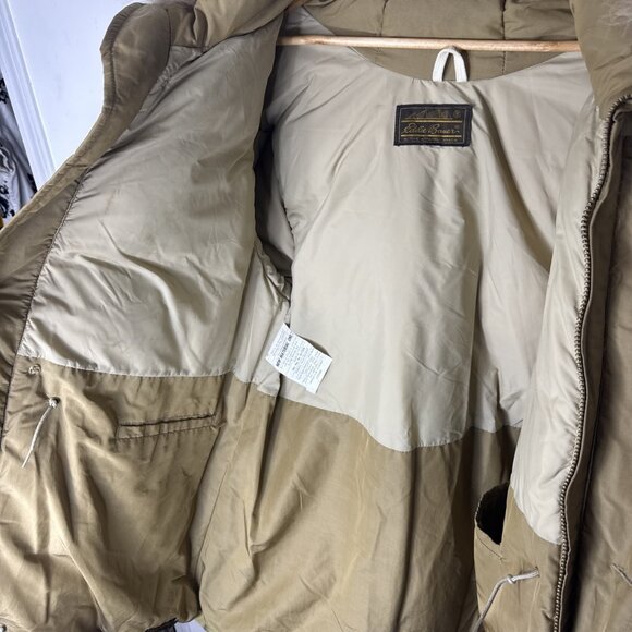Eddie Bauer Canada Men’s L Down Parka Fur Hood 80s Brown Vintage - Picture 7 of 8